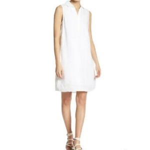 BeachLunchLounge Leandra White Split Neck Linen Dress Size XS